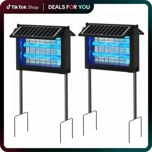 Zero Queen Rechargeable Solar Mosquito Killer Indoor and Outdoor, 4500V High Power Electric Bug Killer, IP67 Waterproof Fly Killer - Suitable for outdoor camping, garage, courtyard, terrace. Easy to install and easy to use.