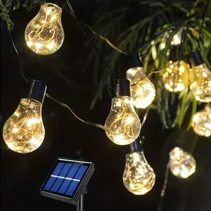 Outdoor Solar String Lights Hanging Outdoor LED Bulb String Lights Vintage Commercial Decorative String Lights for Outdoor Use Suitable for Outdoor Spaces, Patios, Balconies, and Decorative Lighting