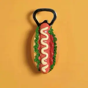 Hotdog Shaped Bottle Opener 2.5 x 4 inch Magnetic Refrigerator Opener Fun Hot Dog Design Kitchen Accessory Home Decor Utensils Utility