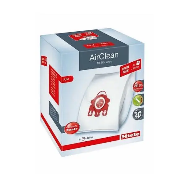 Miele Genuine AirClean Type FJM Vacuum Cleaner Dust Bags, 8-Pack Essential Replacement Bags with Easy-Install Feature