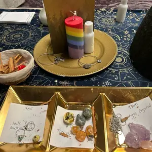 Meditation products chakra candle, energy healing stones