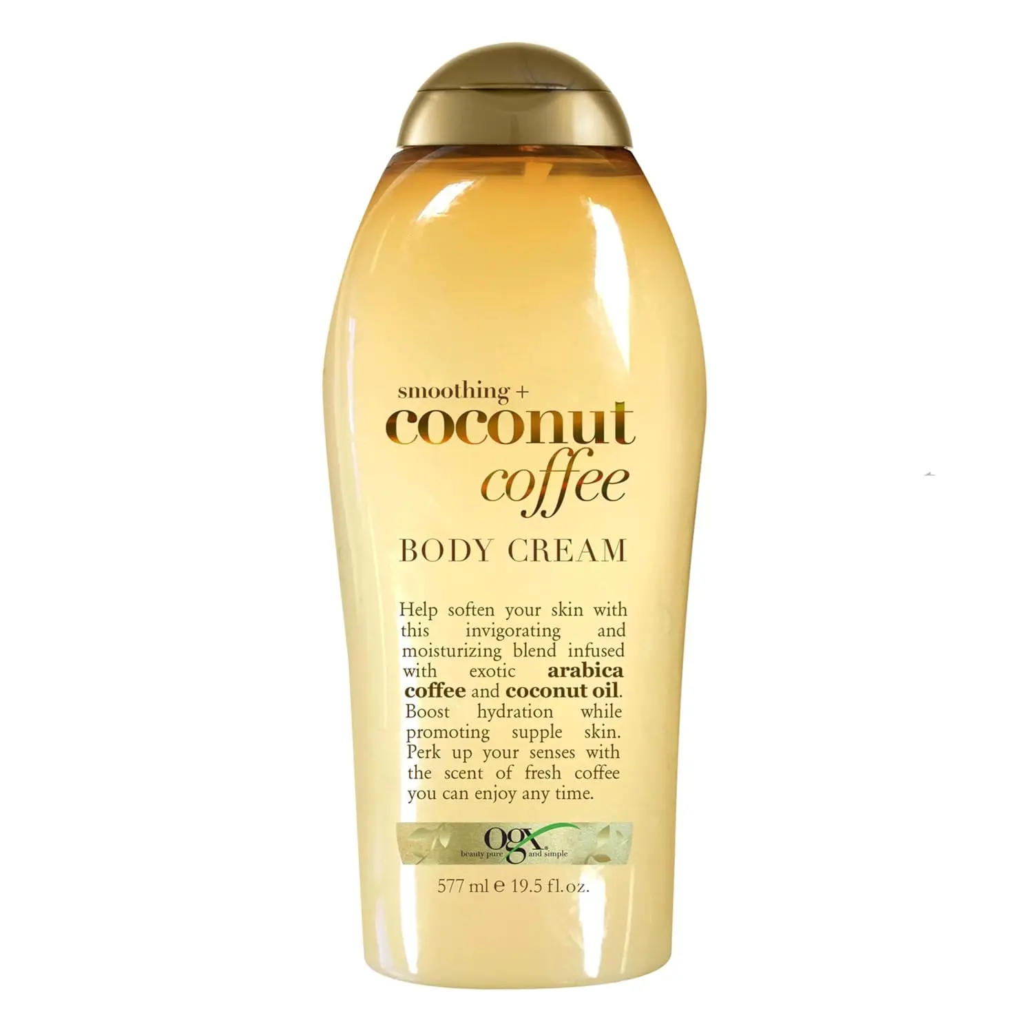 OGX Smoothing + Coconut Coffee Body Cream 19.5 oz | Hydrating Moisturizer for Women & Men, Infused with Arabica Coffee & Coconut Oil, Smooth & Soften Dry Skin
