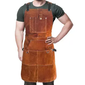 Double-Sided Flame-Resistant Apron, Extended Length, Ideal for Welding, Electrical Work, Barbecue, Safety Protection Gear, Durable