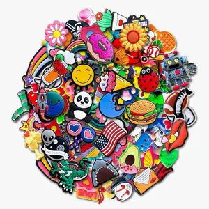 100Pcs Random Shoe Charms for Clog Decoration, Cute Cartoon Charms Accessories for Gift Footwear