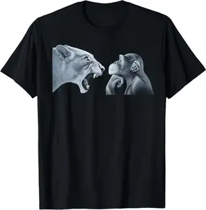 Lion Yelling At Monkey Monkey And Lion Meme Monkey Thinking T-Shirt