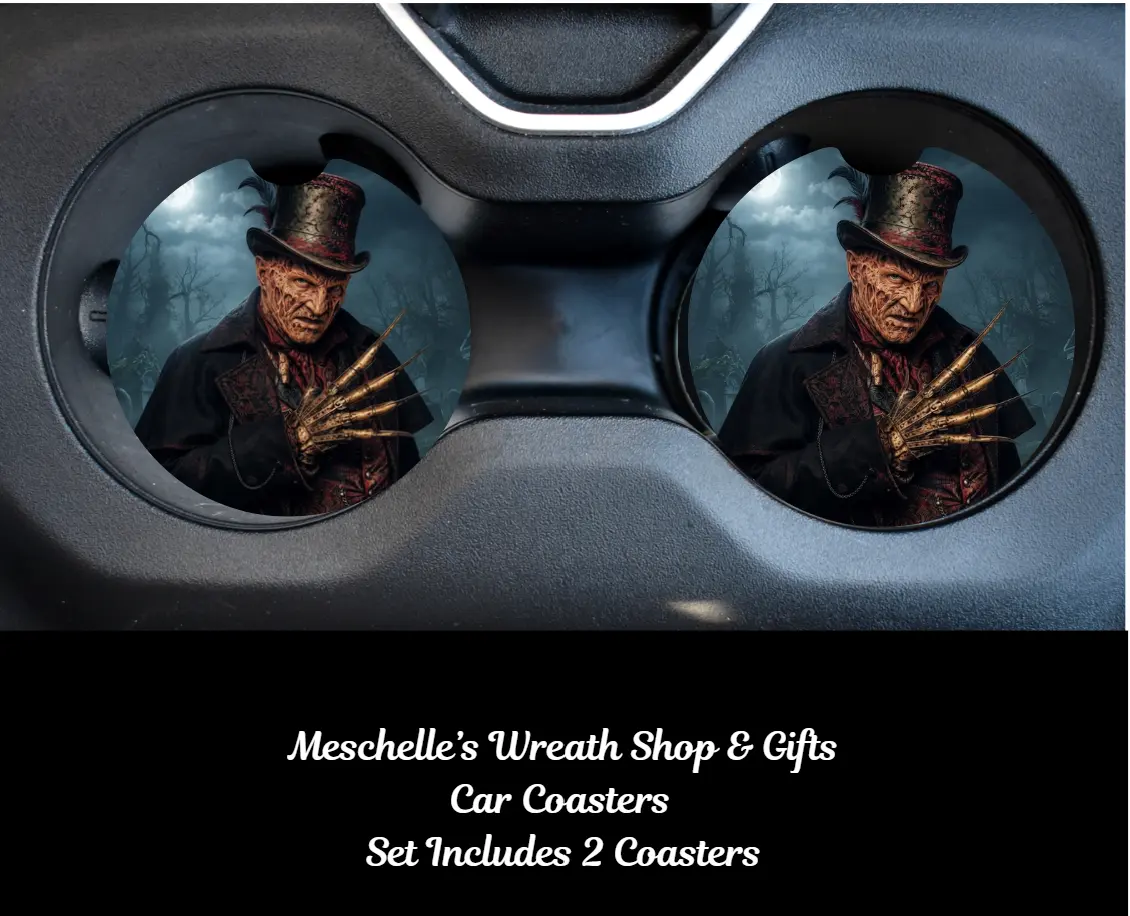 Horror Villain Red Gothic Car Coasters, Boujee Car Interior Decorative Accessories - Stylish, Functional Automotive Decor That Protects Surfaces and Elevates Vehicle Interiors, Automotive Decoration, Car Decorations Interior