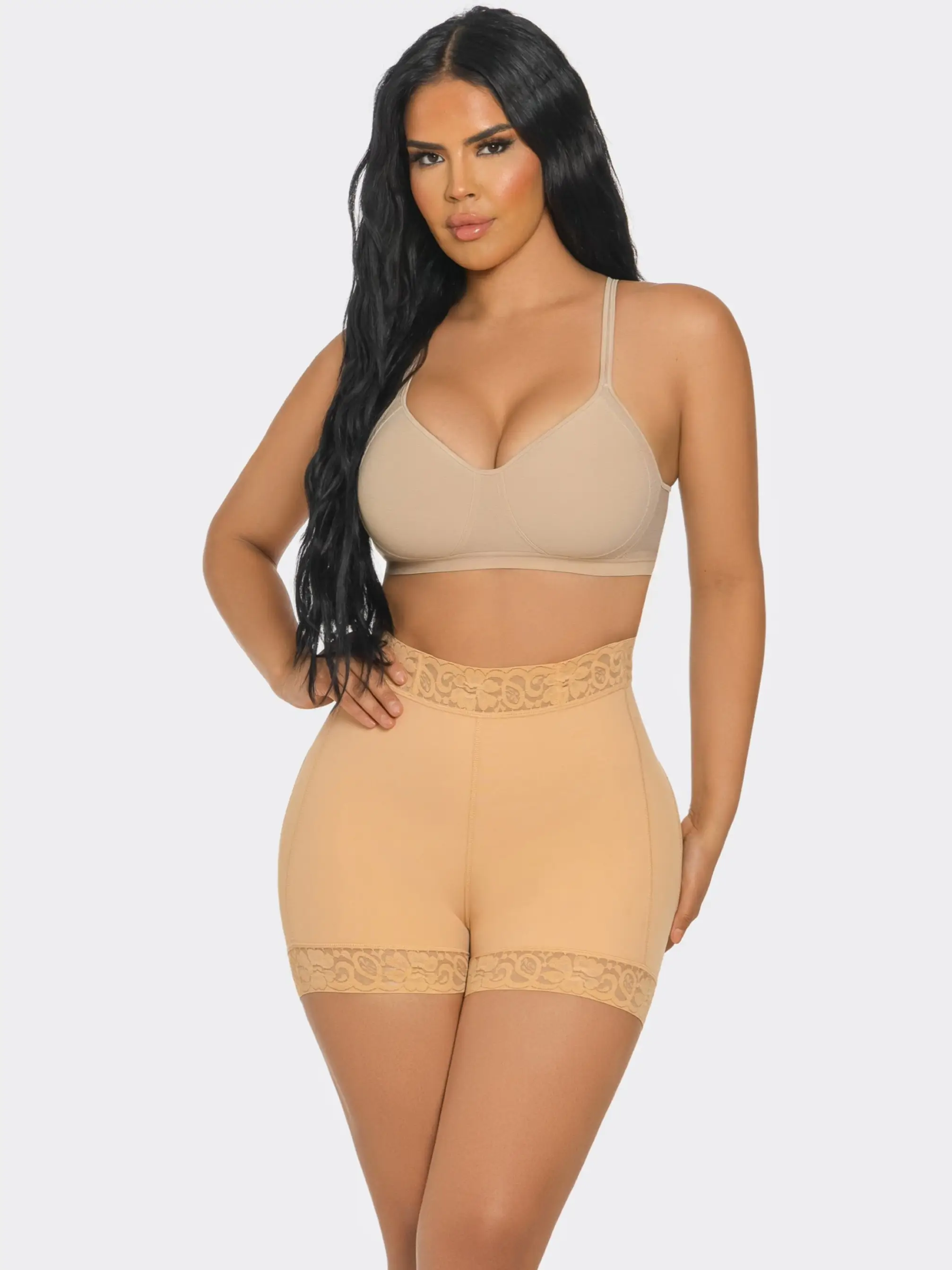 Mid-Waist Lace BBL Shorts #67