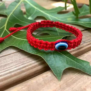 Unisex Red Evil Eye Bracelets with Oval Eye Female Anniversary Daily Birthday