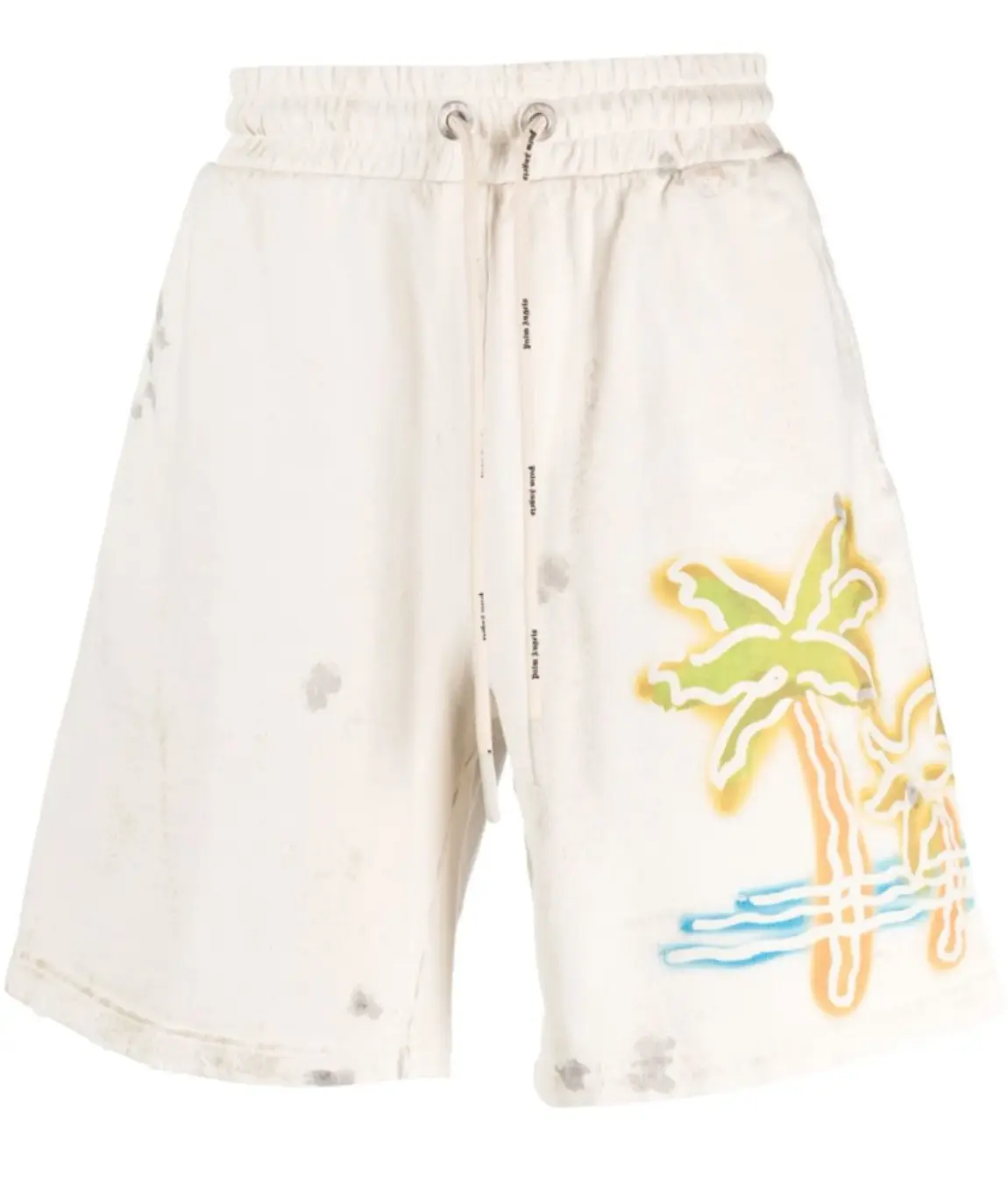 Palm Angels Palm Off-White/Neon Sweat Shorts Size Small