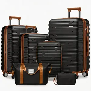6-piece luggage set with luggage bag, hard expandable luggage compartment, TSA lock with rotating wheels, super smooth zipper, long and short distance travel artifact