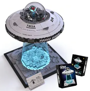 UFO Floating LED Beam Model Kit - Challenging Build for Ages 7-12, Space Theme with Transparent Cockpit and Illuminating Features*