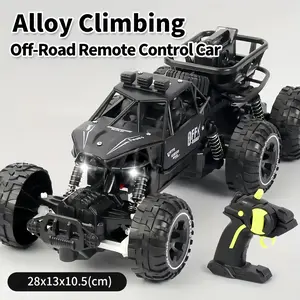 [SpringGlow-Up]Remote Control Monster Truck, RC Cars Rock Crawler RC Truck with 2 Rechargeable Batteries, Metal Exterior & LED Lights, Large Boy Toys for Ages 4-7, 8-12 & Adults Great Gift