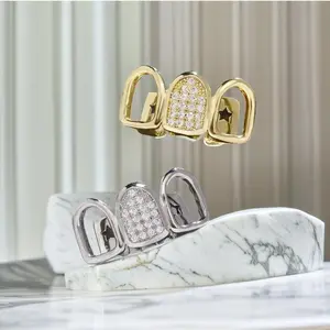 Two For One!!! Halloween 3 Tooth Full Diamond Hip Hop Braces Orgy Personality Accessories