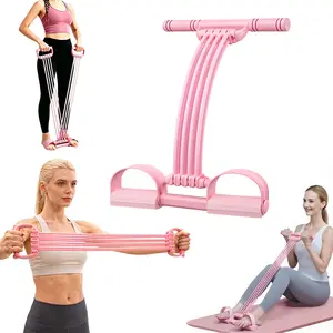 8-Strand Multi-functional Pedal Resistance Band Trainer – Portable Foot Pedal Fitness Equipment Home Gym Full Body Workout Machine, Exercise Sit-ups, Yoga, Abdominal Training