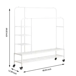 Garment Rack for Hanging Clothes Rack Heavy Duty Portable with Bottom Metal Shelf Drying Coats Shirt rolling  rack clothes rack Laundry Room Shoe Hangable springtok