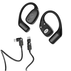 Raycon Essential Open Earbuds & Magic Spin Cable Bundle - True Wireless Open Ear Bluetooth 6.0 Headphones, Ultra-lightweight, Comfort Hook Design & Fast Charging Cable for Mobile Phones and Electronics