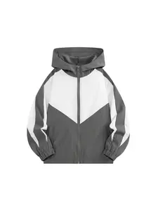 Boys' Casual Zip up Jacket Set, College Style Colorblock Design, Long Sleeve Hooded Zip Pocket, Trendy Fashion for Daily Wear & Outdoor Activities