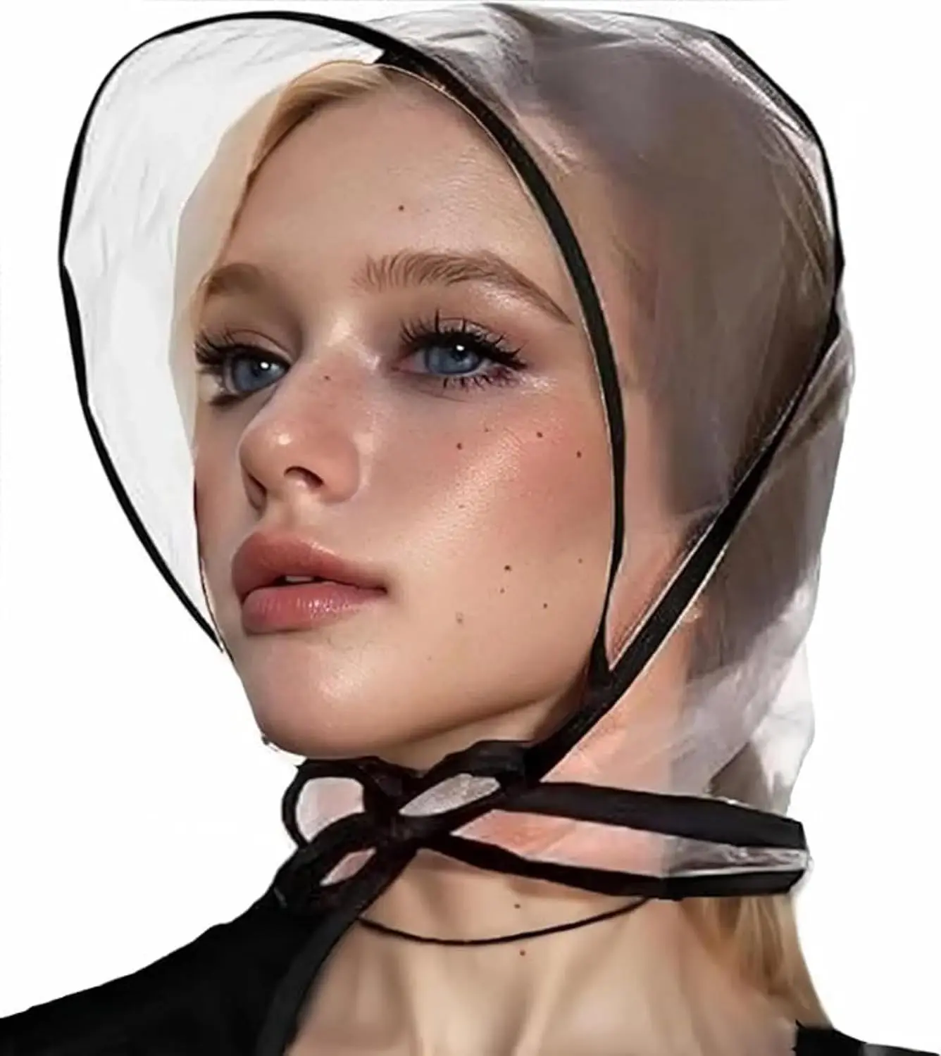 2 Pcs Women's Clear Waterproof Rain Bonnet with Visor, Extra Thick Plastic Rain Hat