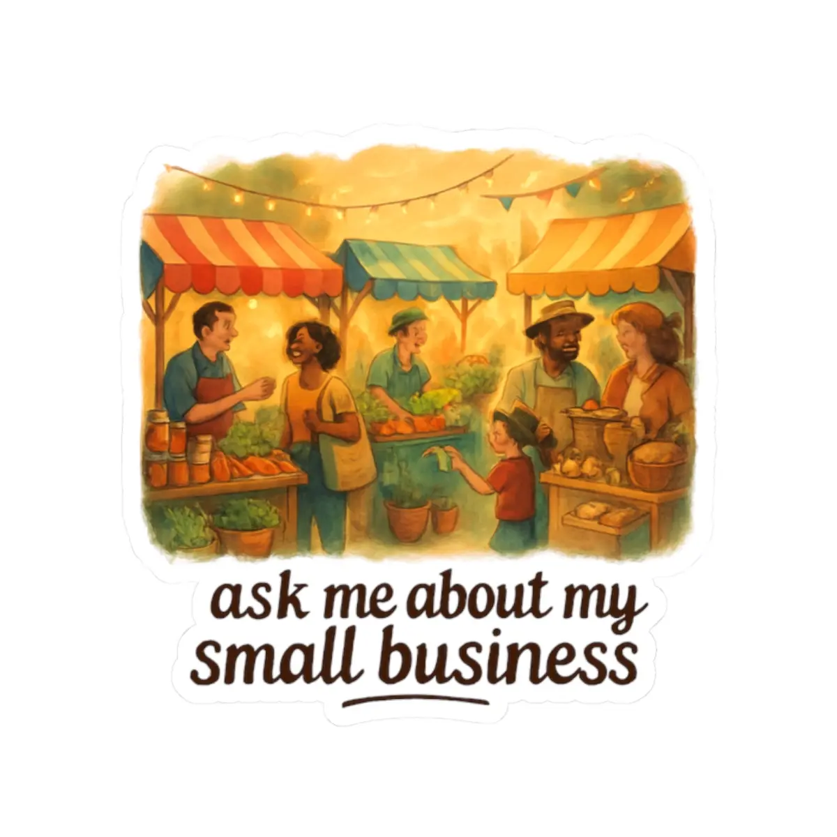 Ask Me abt My Small Business - Market | Singular Large Sticker