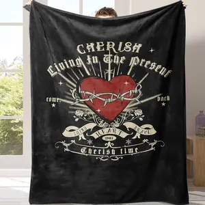 Countdown Sale! Retro 1987 Sacred Heart Blanket | Cozy Witchy Bedroom Decor A warm nap blanket  Suitable for use in offices, sofas, and travel settings, etc.Suitable for all four seasons Suitable for giving as gifts to friends, parents and children