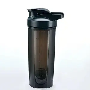 27 fl oz Black Protein Shaker Bottle, Twist Cap, Wire Whisk Ball, Leak-Proof Durable Plastic Construction, Ideal for Protein Mixes & Nutrition Drinks