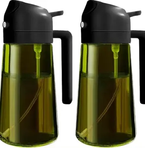 2 Count 16oz/470ml Olive Oil Dispenserfor Kitchen with Stickers 2 in 1 Olive Oil Sprayer for Cooking Air Fryer and Salad Utensils