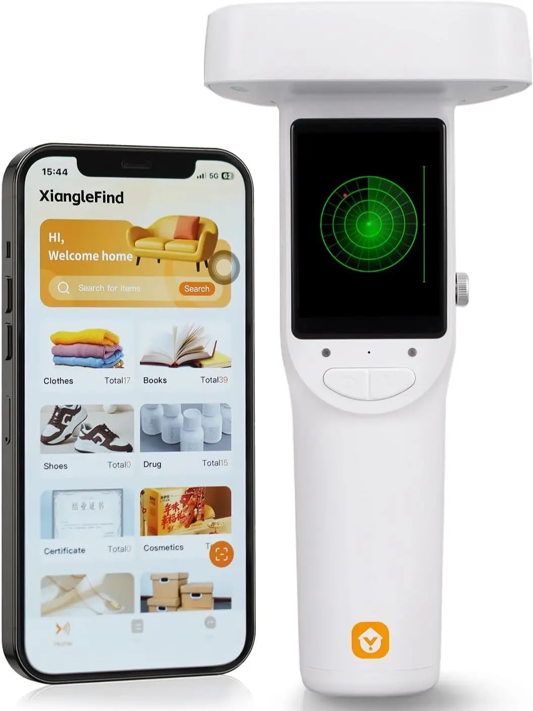 XiangleFind Smart Item Tracker Device with 50 Free Item Tags, Voice-Activated, 3D Spatial Positioning App Tag, Bluetooth, Wi-Fi 6 & Remote Control for Home Storage & Garage Organization