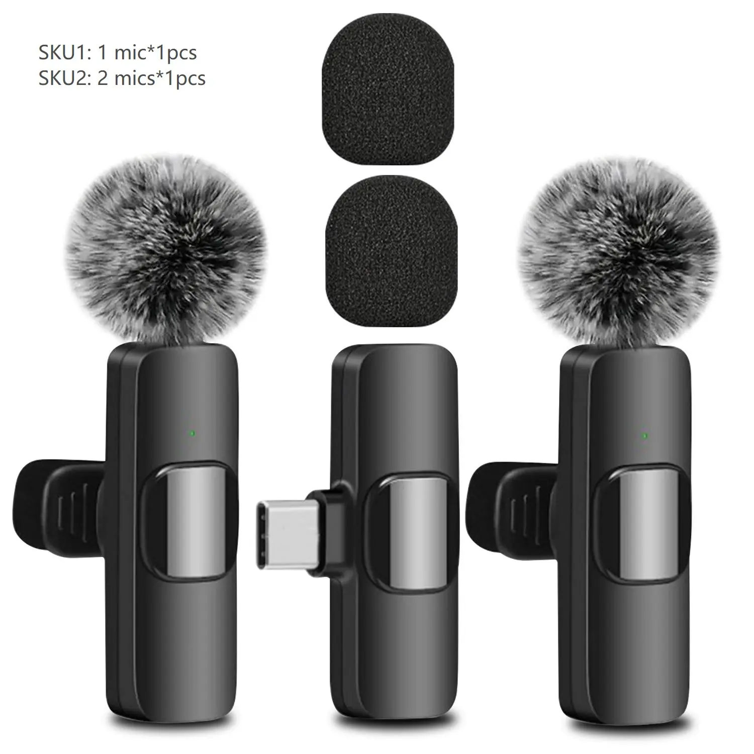 Wireless Lavalier Microphone, Professional Dual Lapel Mic with USB-C/USB Plug, USB Streaming Mic for Video Recording, Podcast Equipment, Vlog Microphone for iPhone Android Phone, Rechargeable Wireless Mic, Audio