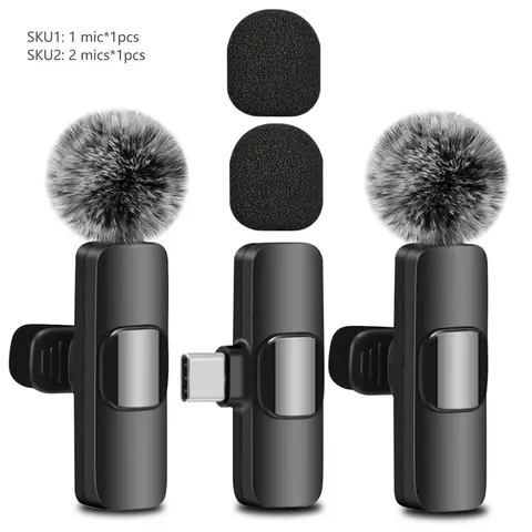 Wireless Lavalier Microphone, Professional Dual Lapel Mic with USB-C/USB Plug, USB Streaming Mic for Video Recording, Live Podcast Equipment, Vlog Microphone for iPhone Android Phone, Rechargeable Wireless Mic, Audio