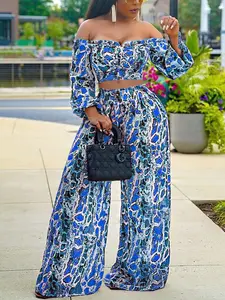 2pc Crop Top Wide Leg Pants Suit