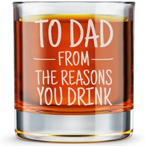 Gifts for dad - To Dad From The Reasons You Drink - Dad gift - Father's Day Gift - Engraved Drinking Glass 10.25 Oz rocks glass Drinkware