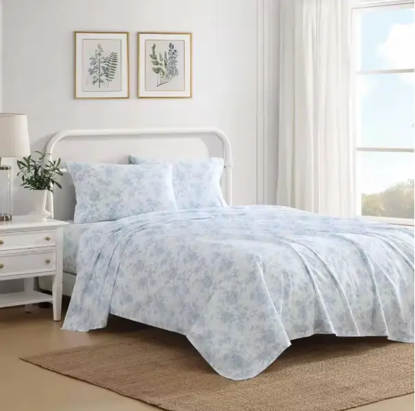 Laura Ashley - Full Bed Sheets, Crisp & Cool Cotton Percale Bedding with Matching Pillowcase, Lightweight Bed Set, Oeko-Tex Cert