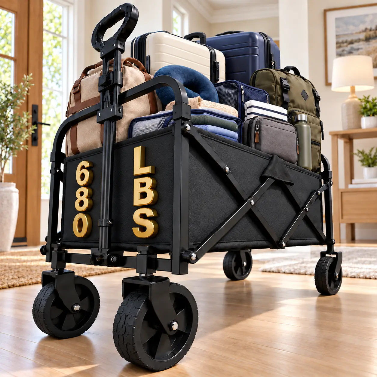 Lack heavy-duty all-terrain folding utility wagon cart
