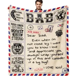 Father's Day Letter to My Dad Blanket,Father's Day Birthday Gifts for Dad,The Man The Myth The Legend Sentimental Soft All Season Blanket,Perfect Father's Day Birthday Appreciation Gift For Dad From Kids