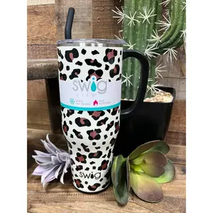 Swig Mega Mug 40 oz - Plastic Flask with Floral Accents, Available in Various Colors