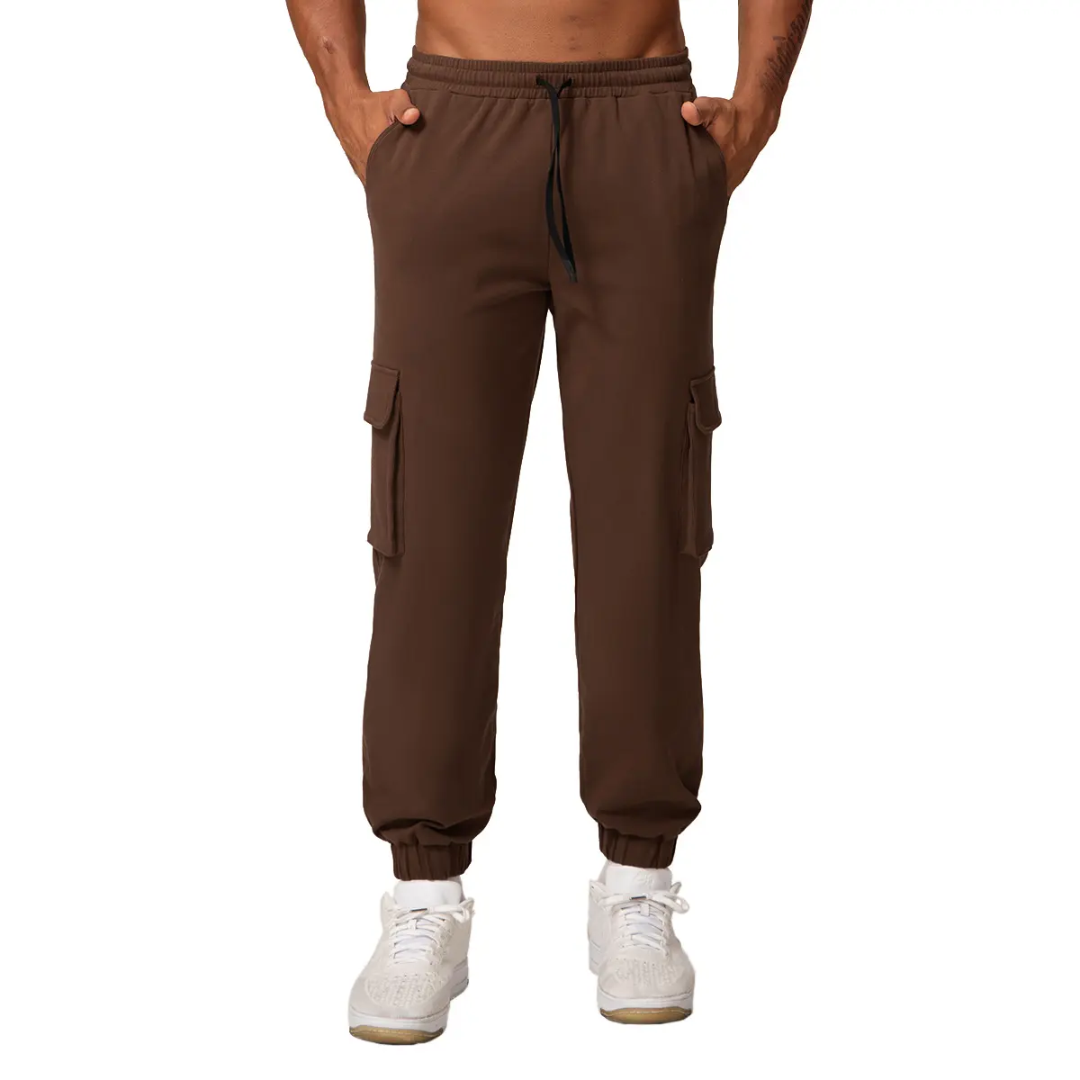 Men's Solid Tapered Cargo Pants - Water Resistant Casual Outdoor Hiking Trousers with Articulated Knees, Secure Pockets, Reflective Details, Machine Washable Menswear