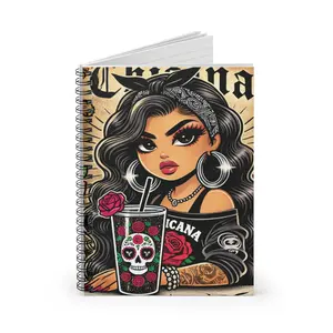 Chicana Mexican Spiral Notebook - Patriotic Journal, Mexico American Composition Book, Hispanic Stationery, Cinco de Mayo Coffee