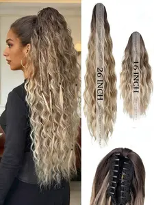 Claw Shaped Ponytail Extension, Gradient, 16/26 Inch Long, Heat Resistant Fibre Material, Ideal for Festive & Daily Use, Synthetic Wavy Curly, Wavy Synthetic Hairpiece