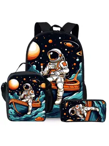 Astronaut Print 3-Piece Backpack Set with Lunch Bag and Pencil Case
