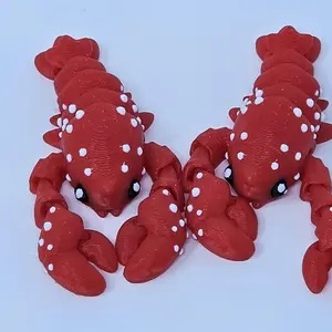 3D Printed Articulated Lobster Fidget Toy - Flexible Fidget Figurine, Sensory Stress Reliever, Anxiety Relief Item