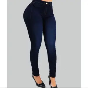 Pantalones pitillo ajustados Retro para mujer, Vaqueros elásticos de cintura alta a la moda, azul oscuro, azul claro, Y2k, Años 2000