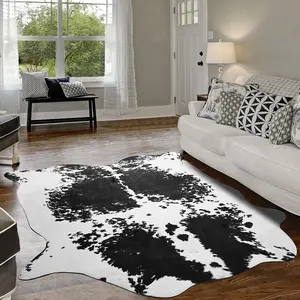 5.2x6.2 Feet Cow Hide  Area Rug for Living Room, Western Cowhide Large Faux Animal Skin Rugs, Non-Slip Cow Print Carpet for Bedroom Office Kitchen Fireplace, Blac,Grey,Khaki,Brown,Black/White,Yellow Brown,Dark Brown,4.6x5.2 ,5.2x6.2 Feet