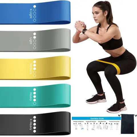 Resistance Loop Exercise Bands for Home Fitness, Yoga Pilates, Stretching, Strength Training, and Physical Therapy - Elastic Workout Bands Set, Ideal for Women & Men