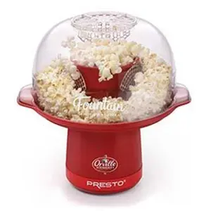 212 MAIN Red Hot Air Popcorn Maker, Stainless Steel, 1240W Power, Fountain Look Design, Vented Cover, Specialty Kitchen Appliance