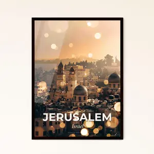 Jerusalem Skyline Art Double Exposure Wonders A City With Many Buildings And A Few Trees Travel Skylines Customizable