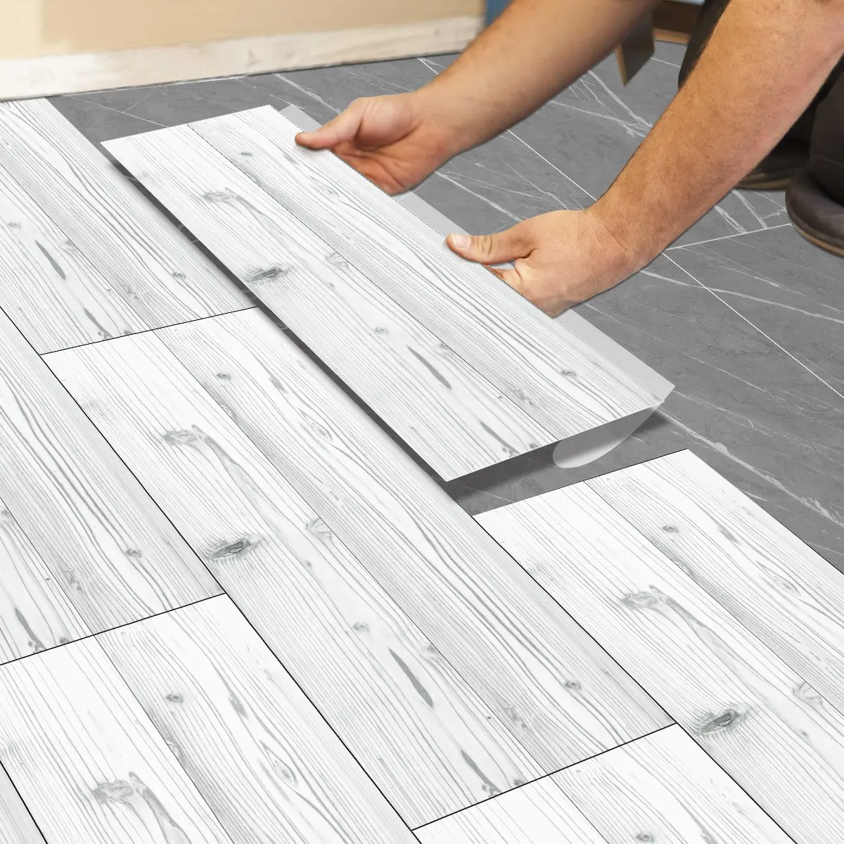 Light Wood Grain Pattern Peel and Stick Floor Tiles, Self Adhesive Waterproof, 5/10/20pcs 15.75x5.91in Durable PVC Material, No Glue, Waterproof, Flooring for Kitchen, Bathroom, Bedroom, Peel and Stick Shower Tile Waterproof