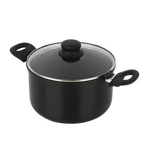 5-Quart Non-Stick Aluminum Dutch Oven Black Glass Lid Included Cookware Kitchen Pots