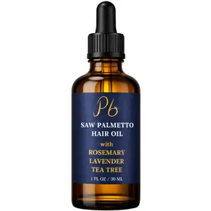 Pomberries Saw Palmetto Hair Oil 1 fl oz | Rosemary, Peppermint, Lavender & Tea Tree | Scalp & Hair Care| Made in USA