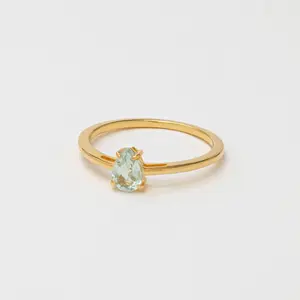 Green Amethyst Pear Shaped Ring