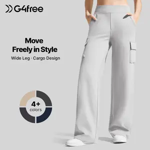 G4Free EverGoing Wide Leg Cargo Pants Women with 4 Pockets High Waisted Yoga Pants Stretch Casual Trousers
